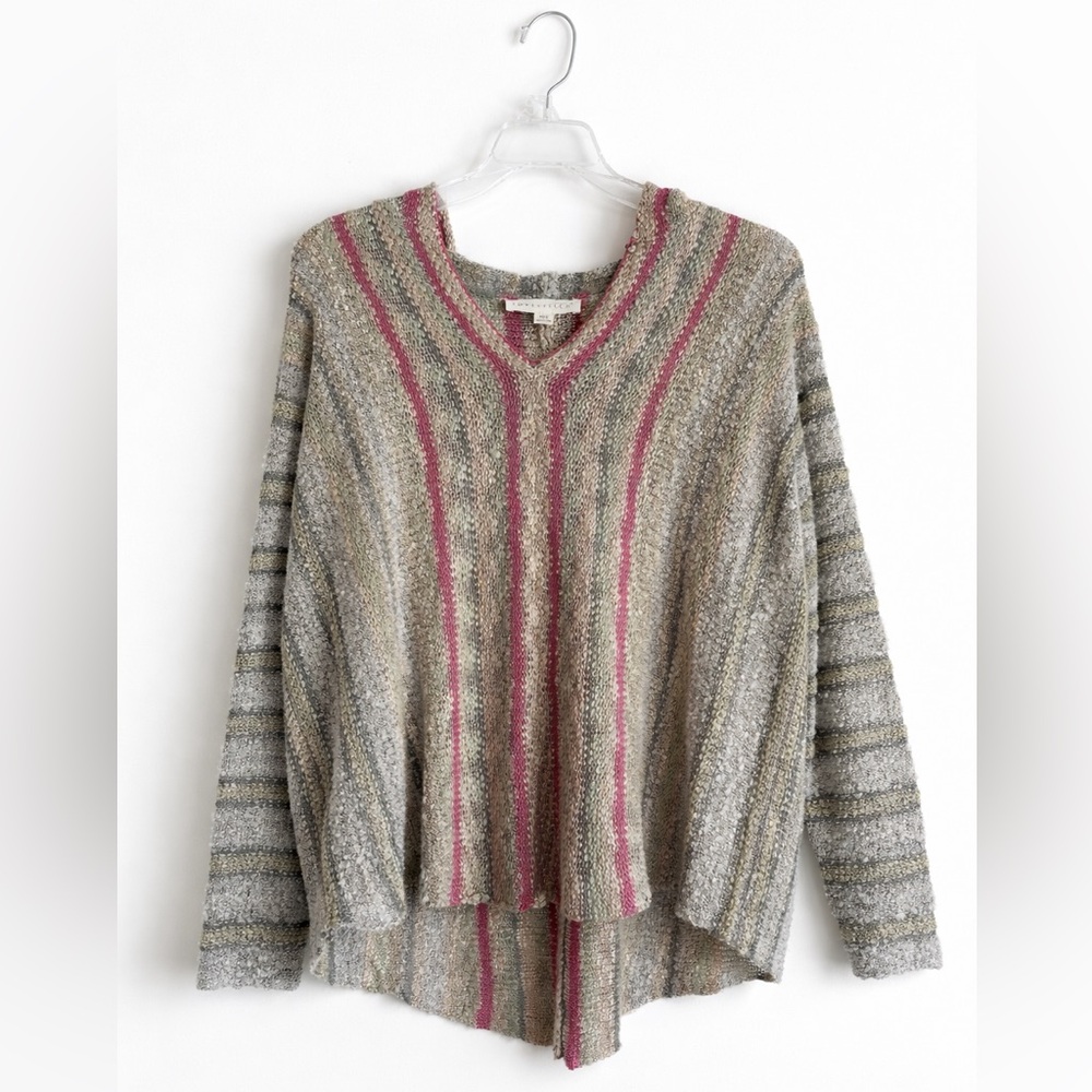 Lovestitch Boho Striped Textured Knit Hoodie Sweater M/L Beach Cozy-Vibe